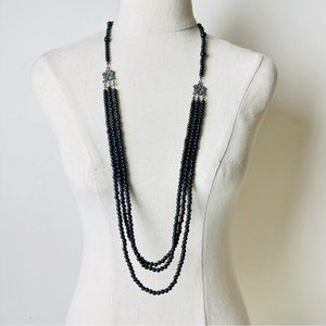 Vintage Lovely Multi Strands Black Long statement Necklace